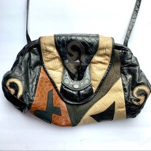Vintage Leather And Suede Southwestern Purse 90s
